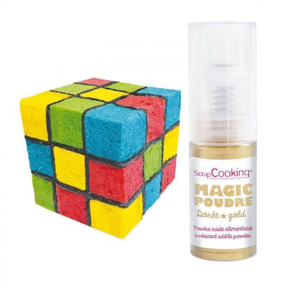 Scrapcooking - Kit gâteau Cube de couleurs + 1 poudre alimentaire irisée dorée - Kits créatifs