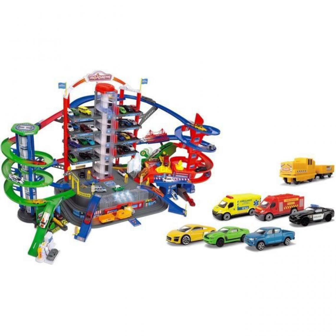 Majorette - MAJORETTE - Super City Garage + 6 voitures + 1 train - 128 x 78cm - Playmobil