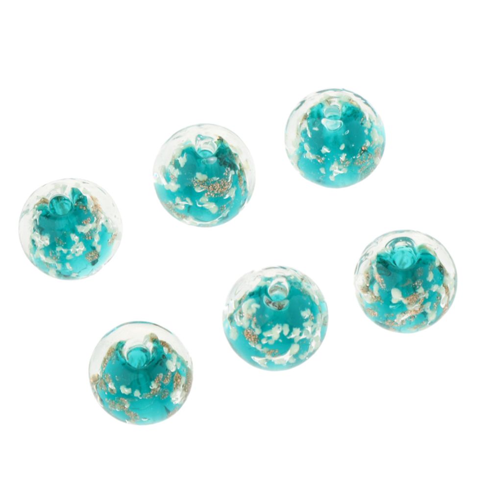 marque generique - 6pcs perles de verre rondes espaceur lumineux perles en vrac fabrication de bijoux fruit vert - Perles