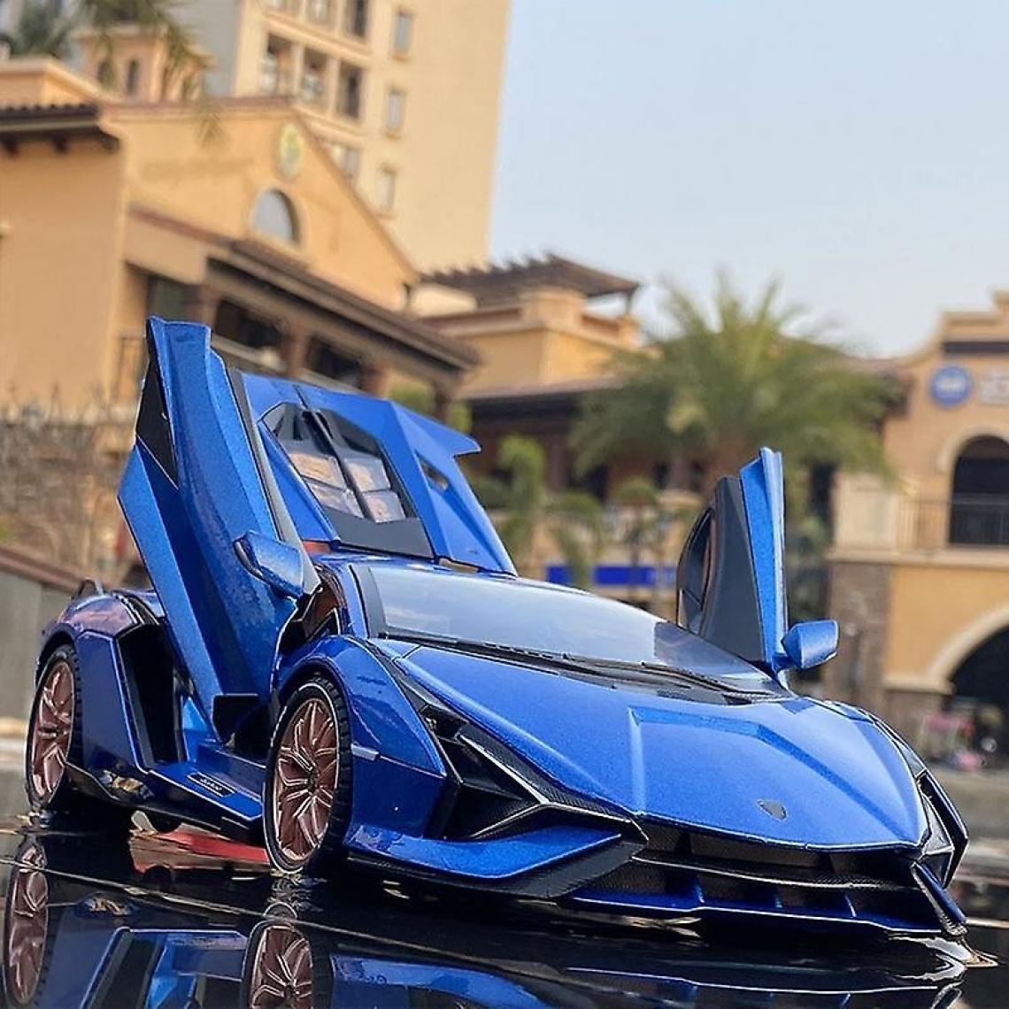 Universal - 1: 18 Lamborghini Lightning 0837 modèle de voiture de sport en alliage avec son et lumière de cadeau de garçon(Bleu) - Voitures