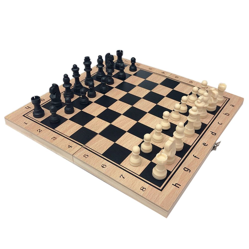 marque generique - Jeu de société 24x24cm de jeu de société d'échecs de voyage international se pliant en bois fait main - Les grands classiques