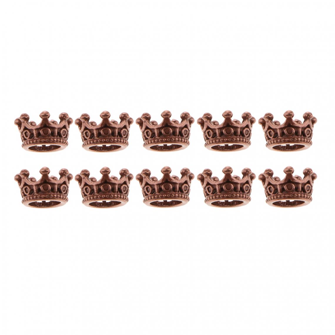 marque generique - 10 pcs mini couronne charmes perles pour les conclusions de bijoux faisant 6 x11mm rouge cuivre - Perles
