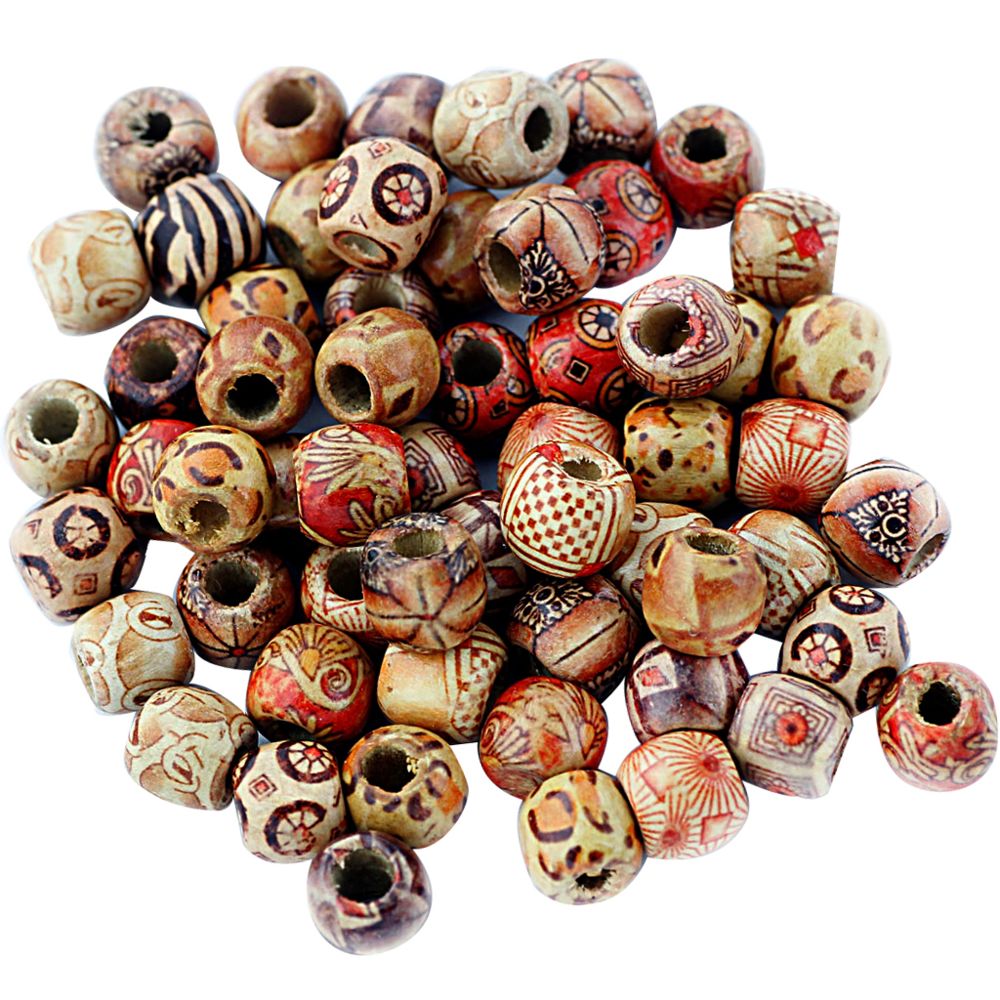 marque generique - 100pcs 12mm mélangé perles en bois rondes pour la fabrication de bijoux en vrac entretoises charmes - Perles