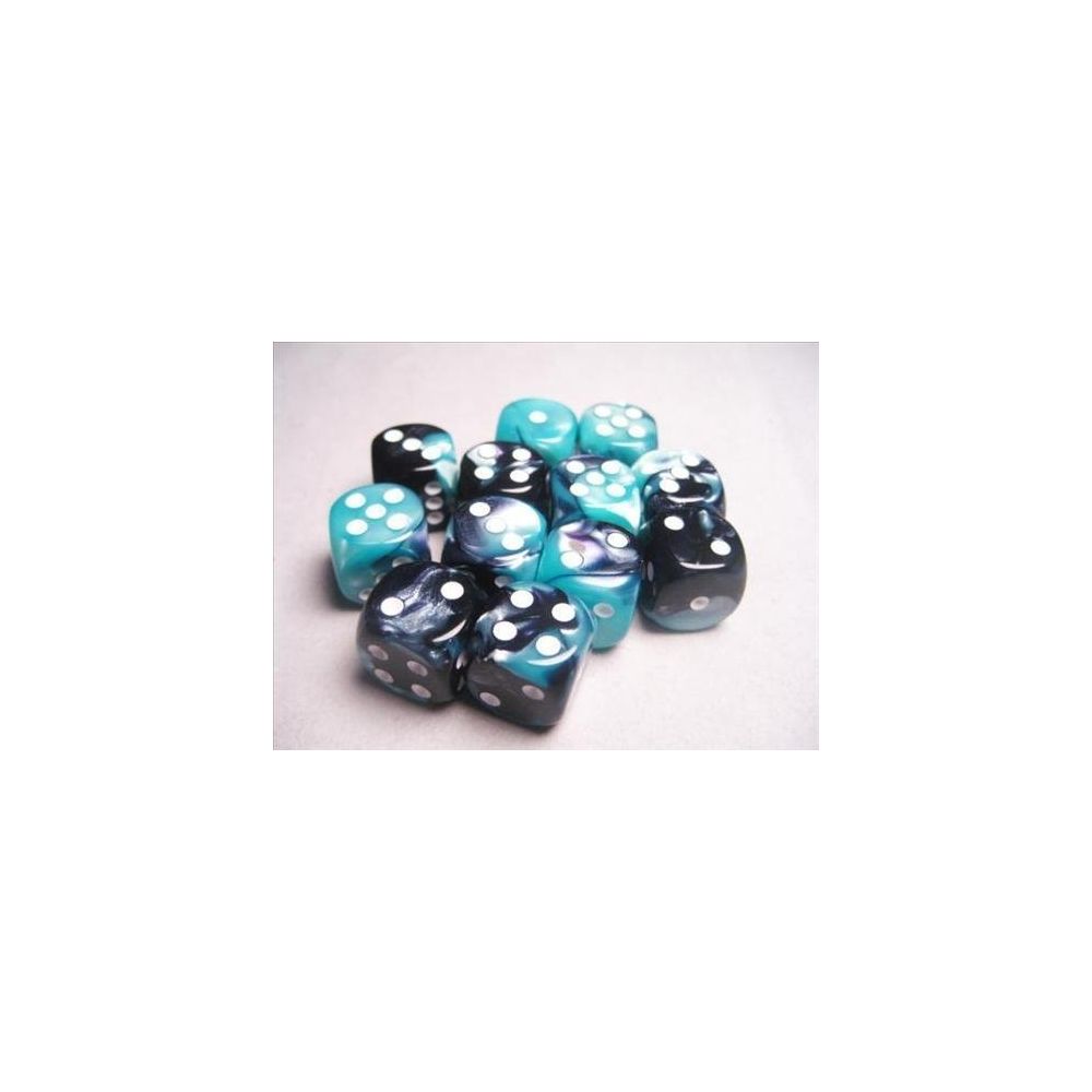 Chessex - Chessex Dice d6 Sets: Gemini Black & Shell with White - 16mm Six Sided Die (12) Block of Dice - Carte à collectionner