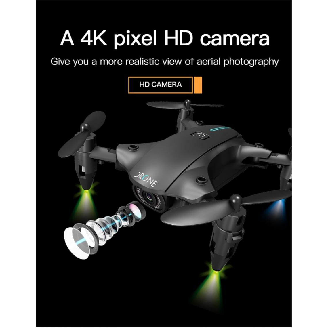Universal - Mini drone avec caméra 4K HD WiFi FPV RC Hélicoptère 360 ° roulant une clé retour gyroscopique quadricoptère pliable à six axes(Le noir) - Drone