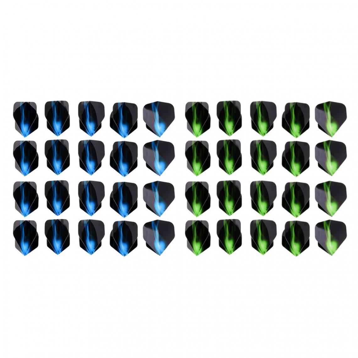 marque generique - 40 Pièces Forme Standard Fléchettes Vols Queue Accessoires De Remplacement Vert Bleu - Accessoires fléchettes