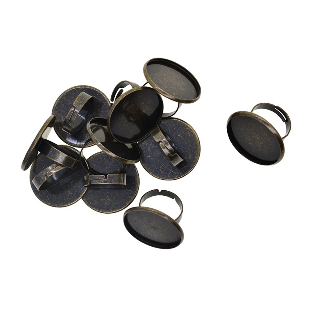 marque generique - Base de bague réglable argenté avec lunette - Perles