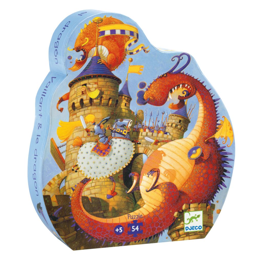 Djeco - Puzzle 54 pièces : Silhouette : Vaillant et les dragons - Animaux