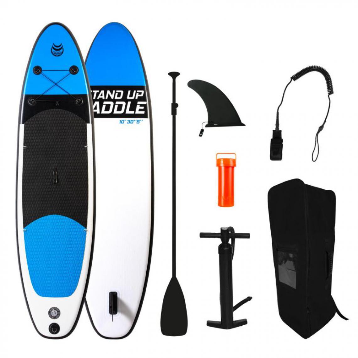 Jt2D - Paddle Gonflable URA 10' 30'' 5'' (305x76x13cm) avec Pompe, Pagaie, Leash et Sac de Transport - Jeux de plage