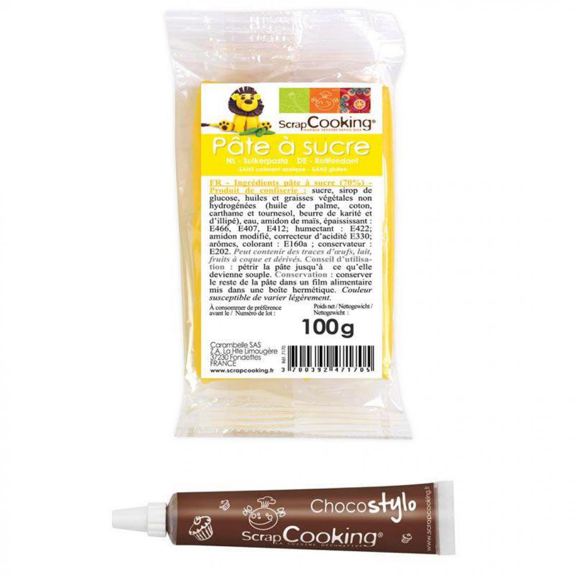 Scrapcooking - Stylo chocolat + Pâte à sucre jaune 100 g - Kits créatifs