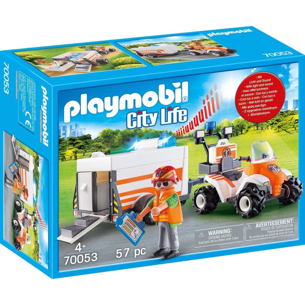 Playmobil - PLAYMOBIL 70053 City Life - Quad et remorque de secours - Playmobil