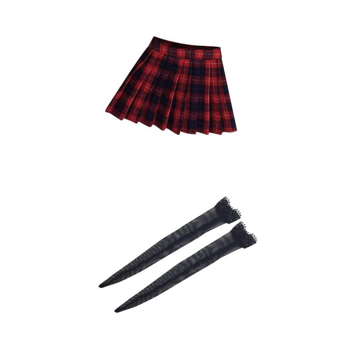 marque generique - 1/6 Chaussettes Noires et Mini Jupe à Carreaux Femme Vêtements pour Figurine Poupée 12 pouces - Films et séries