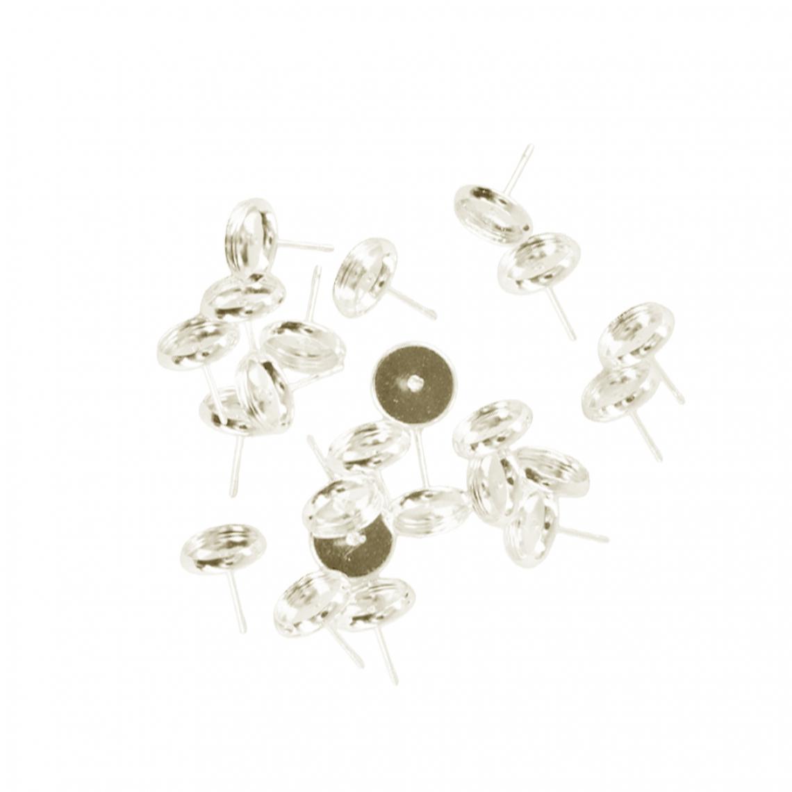 marque generique - 24 pièces blanc 8mm boucle d'oreille plateau cabochon réglage bijoux diy argent - Perles