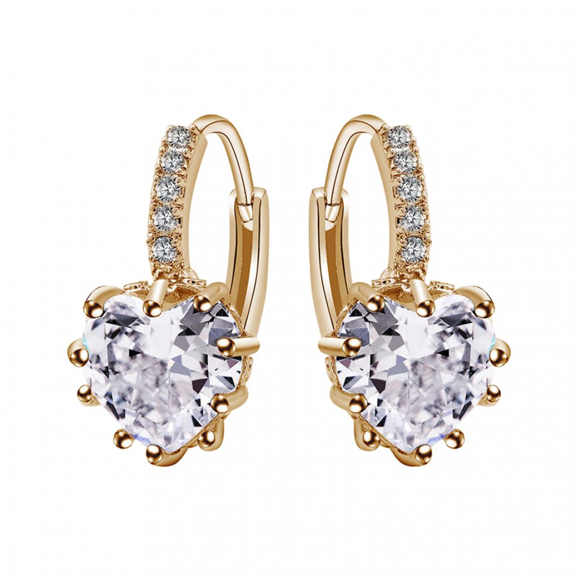 marque generique - Dame Earings Stud Rose Strass En Forme De Coeur Goutte Boucles D'oreilles Dangle Jewellry - Perles