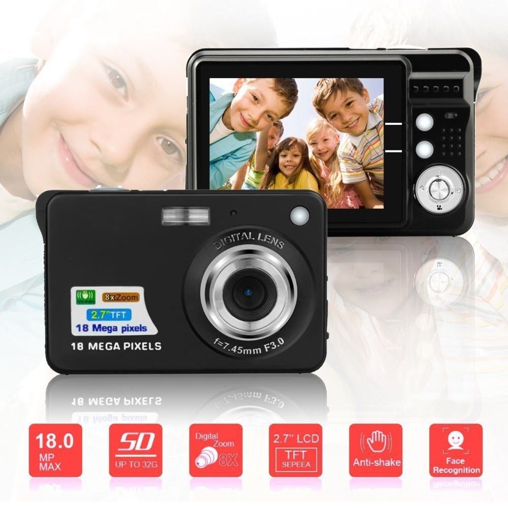 Wewoo - Caméra Enfant 2,7 pouces 18 mégapixels 8X Zoom HD Appareil photo numérique automatique de type carte pour enfantsavec fente SD noir - Appareil photo enfant