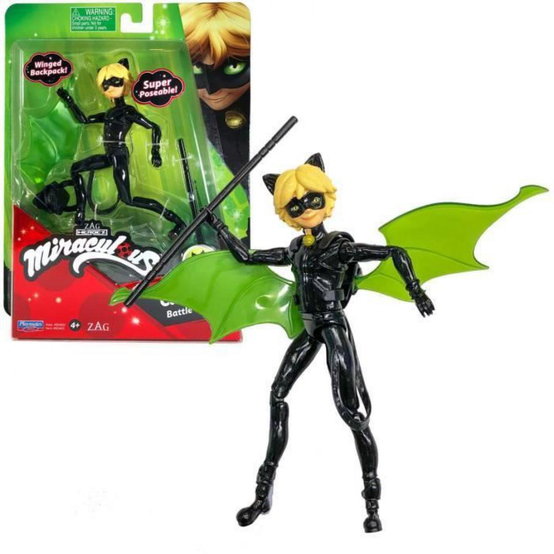 BANDAI - BANDAI Miraculous Ladybug - Mini-poupée 12 cm : Chat Noir et son équipement - Poupées