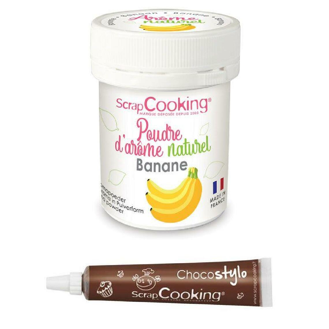 Scrapcooking - Arôme alimentaire naturel en poudre banane + Stylo chocolat - Kits créatifs