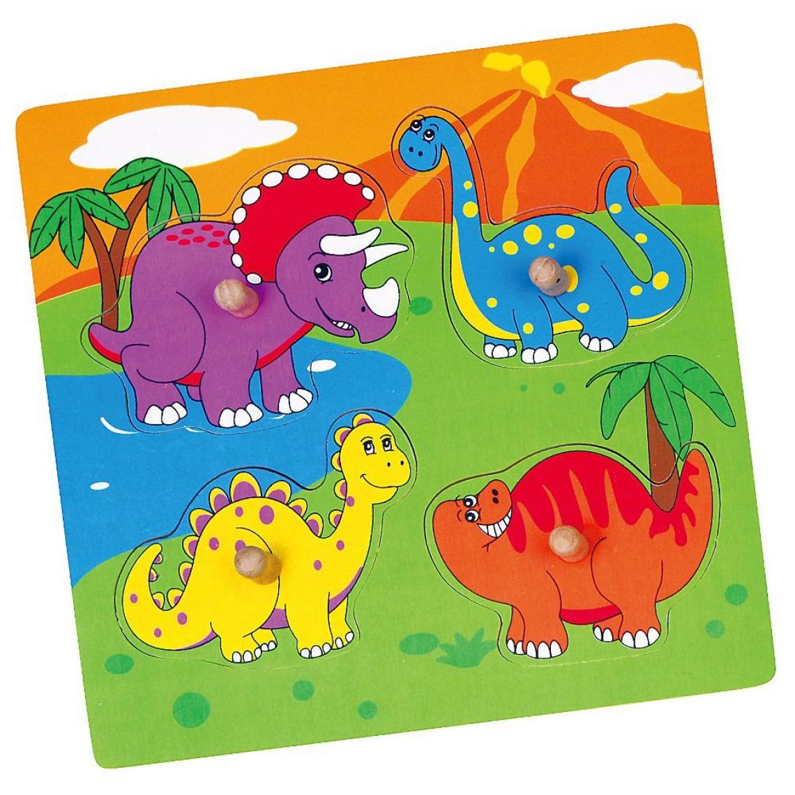 Hucoco - Puzzle Dinosaures jeu éducatif en bois bébé enfant 1an+ - Multicolore - Accessoires Puzzles
