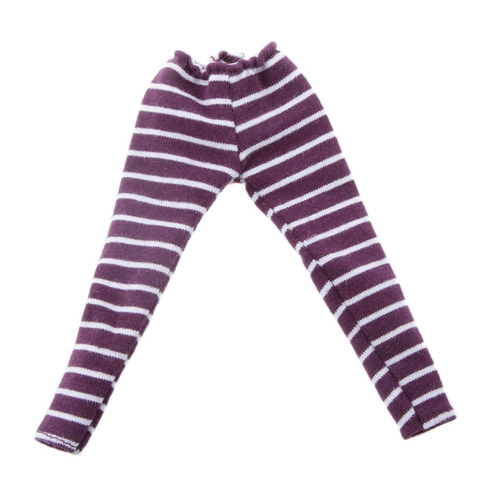 marque generique - 1/6 Violet / Blanc à Rayures Jambières Collants Pantalons Pour BJD Blythe Vêtements Poupées - Poupons
