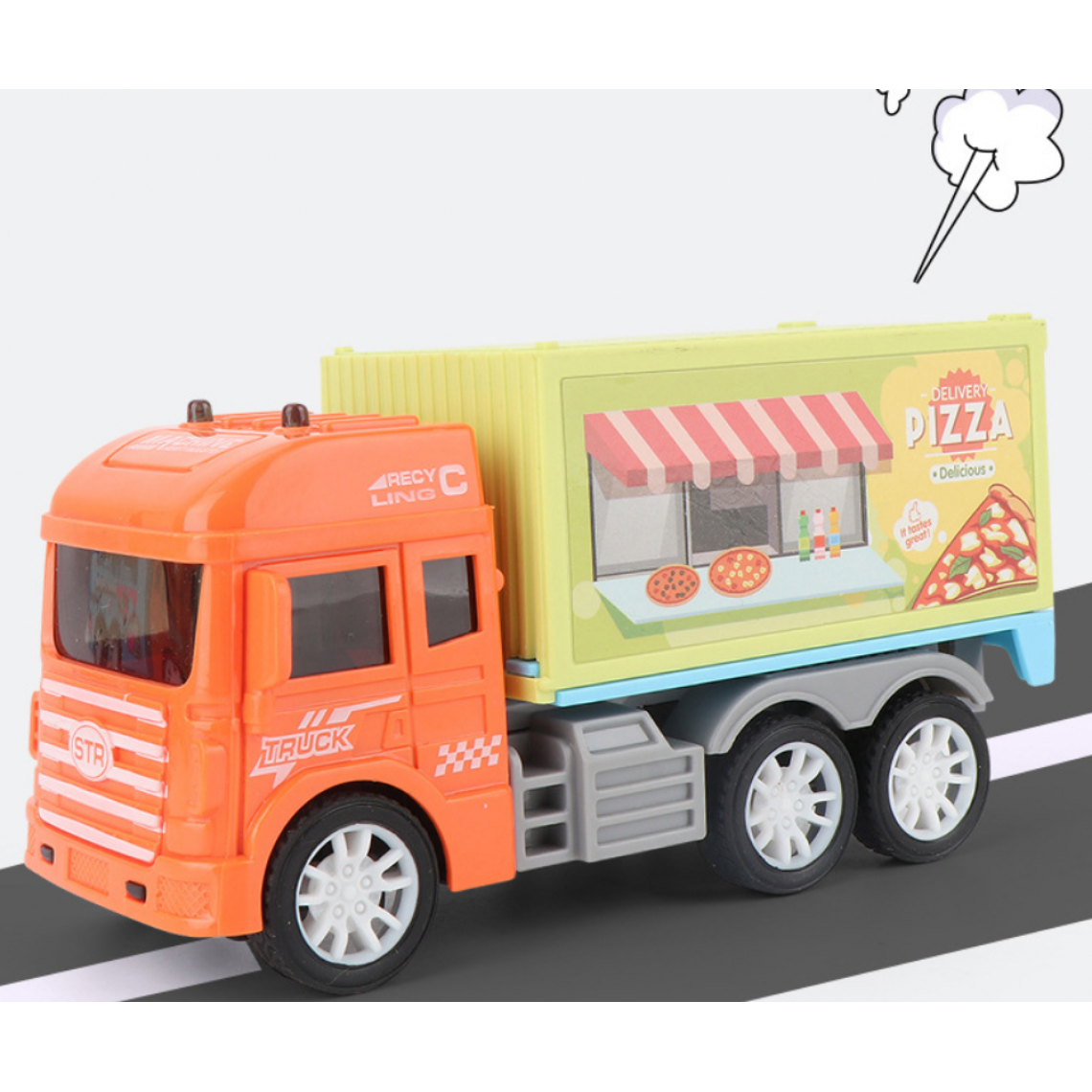 Universal - Jouets pour garçons, dessins animés, distributeurs automatiques à inertie, modèles, chariots cadeaux pour enfants, chariots à manger, hamburgers, camions à pizza, camions à glaces.(Orange) - Voitures