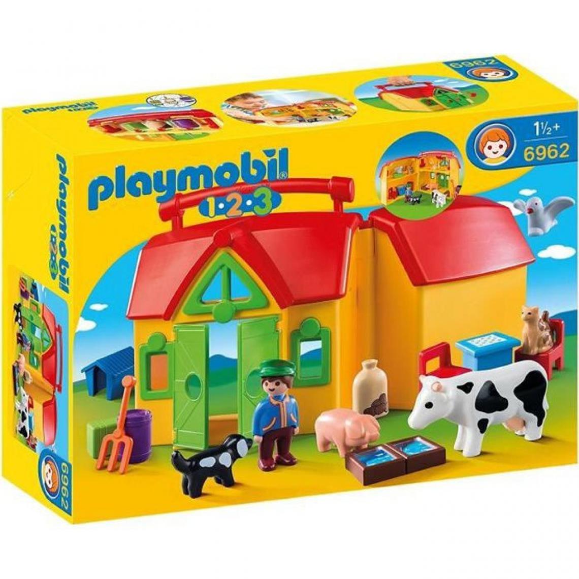 Playmobil - PLAYMOBIL 6962 - PLAYMOBIL 1.2.3 - Ferme Transportable Avec Animaux - Playmobil