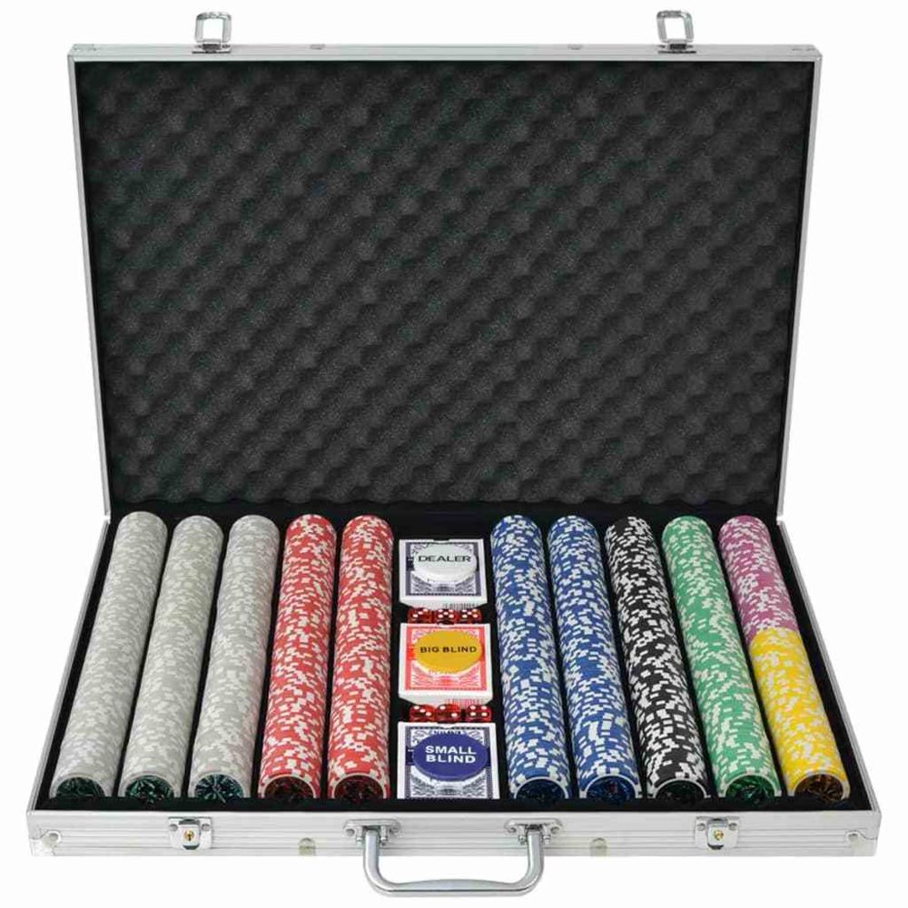 Vidaxl - vidaXL Jeu de poker avec 1000 jetons Laser Aluminium - Mallettes