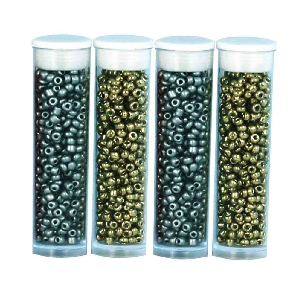 Megacrea - Perle Rocaille tubes 8 g Argenté doré 4 pièces - MegaCrea - Perles