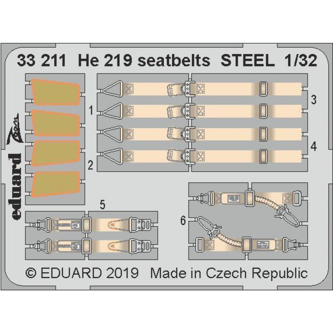 Eduard - He 219 seatbelts STEEL for Revell - 1:32e - Eduard Accessories - Accessoires et pièces