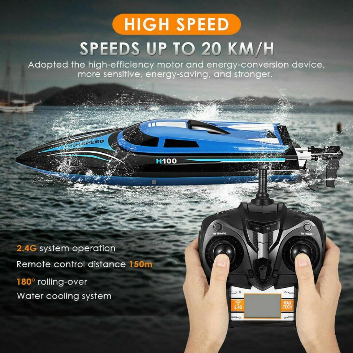 Universal - Remote Control RC Boat High Speed Racing Toys(Bleu) - Bateaux RC