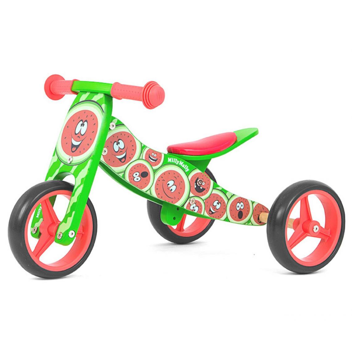 Hucoco - JESSY - Vélo 2en1 pour enfants - ge 12-36M - Hauteur de la selle réglable - Roues en mousse - Vélo en bois - Vert - Tricycle