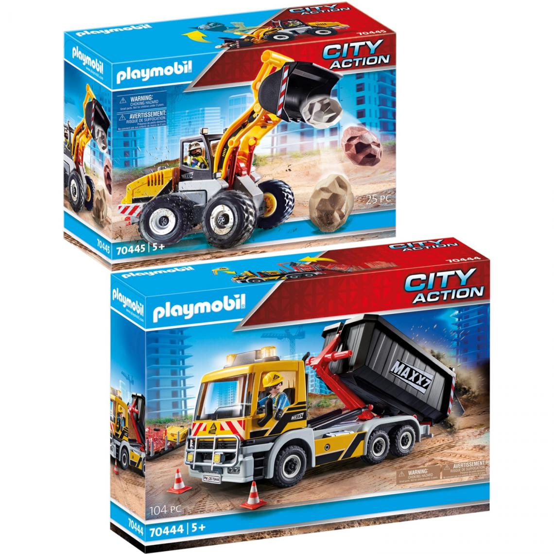 Playmobil - PLAYMOBIL 70444 70445 - City Action Lot de 2 Articles Camion + Chargeuse sur pneus - Playmobil