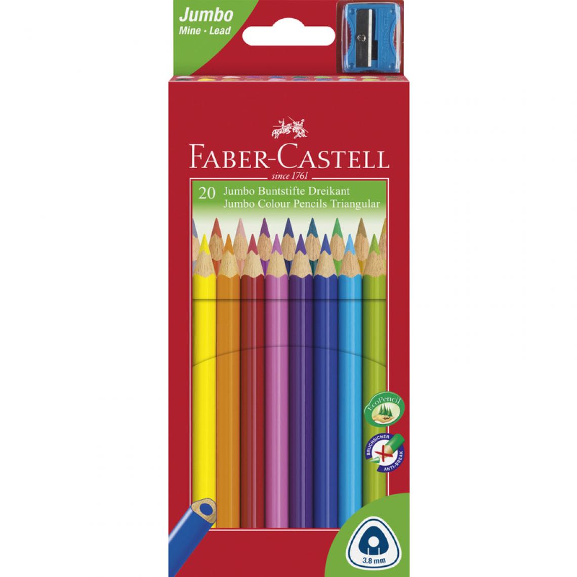 Faber-Castell - FABER-CASTELL Crayons de couleur Jumbo triangulaire, 20 étui () - Bricolage et jardinage