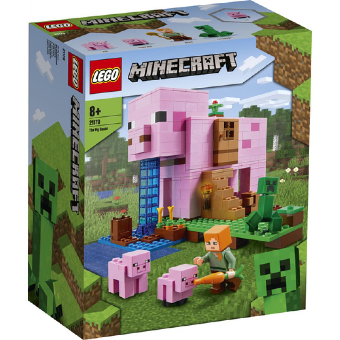 Lego - LEGO Minecraft 21170 Le jeu de construction de La Maison Cochon incluant les figurines d'Alex et de Creeper - Briques Lego