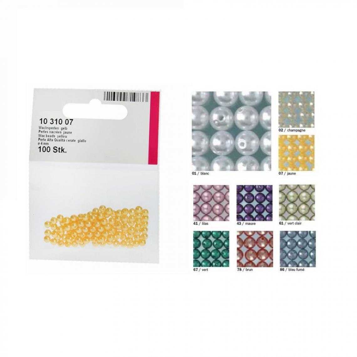 efco - Sachet de 100 Perles nacrées, Ø 4 mm, en plastique ciré - couleur: - Perles