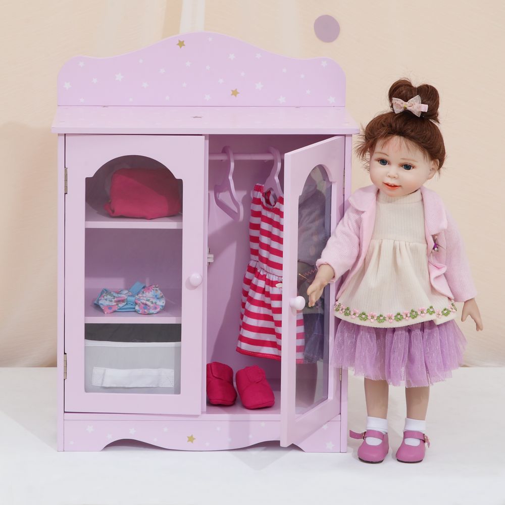 Olivia'S Little World - Armoire poupée poupon Twinkle Stars Princess penderie meuble bois jeux TD-0210AP - Maisons de poupées
