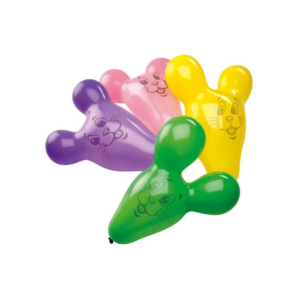 Amscan - Lot de 4 Ballons - Latex - Forme Souris - Coloris assortis - Jeux de balles