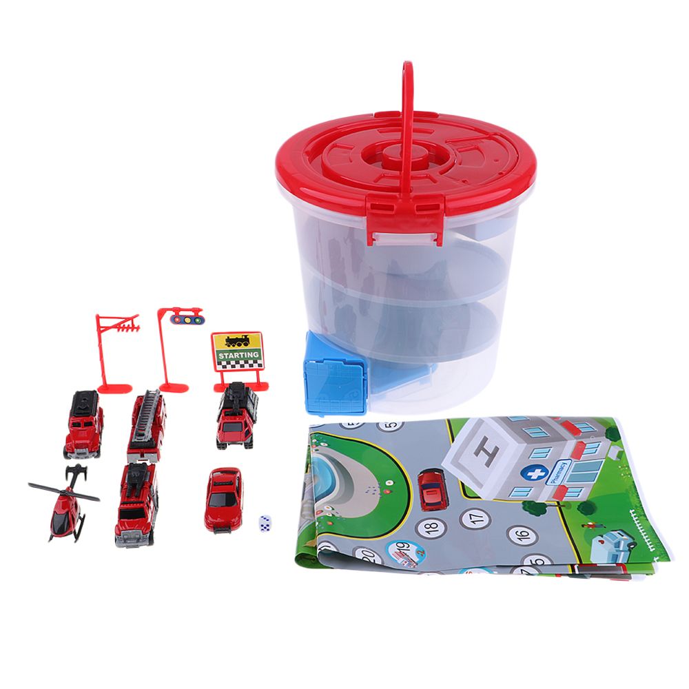 marque generique - véhicules en alliage yo-yo seau enfants voitures boîte de rangement des jouets camion de pompiers - Jeux éducatifs