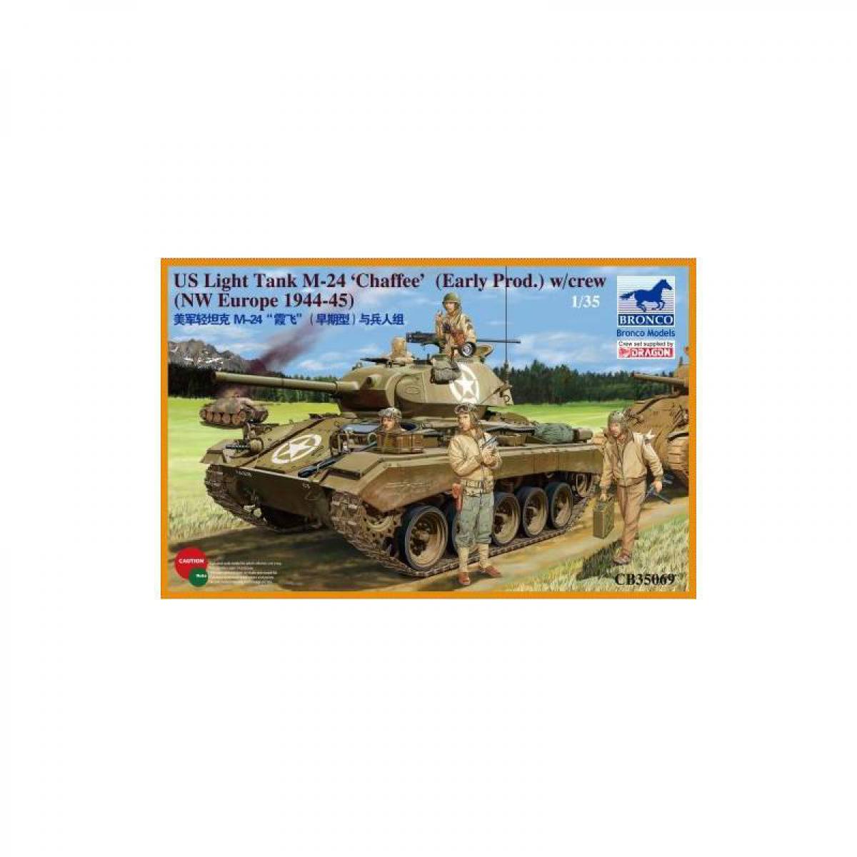 Bronco Models - Maquette Char Us Light Tank M-24 'chaffee' (early Prod.) W/crew (nw Europe 1944-45) - Chars