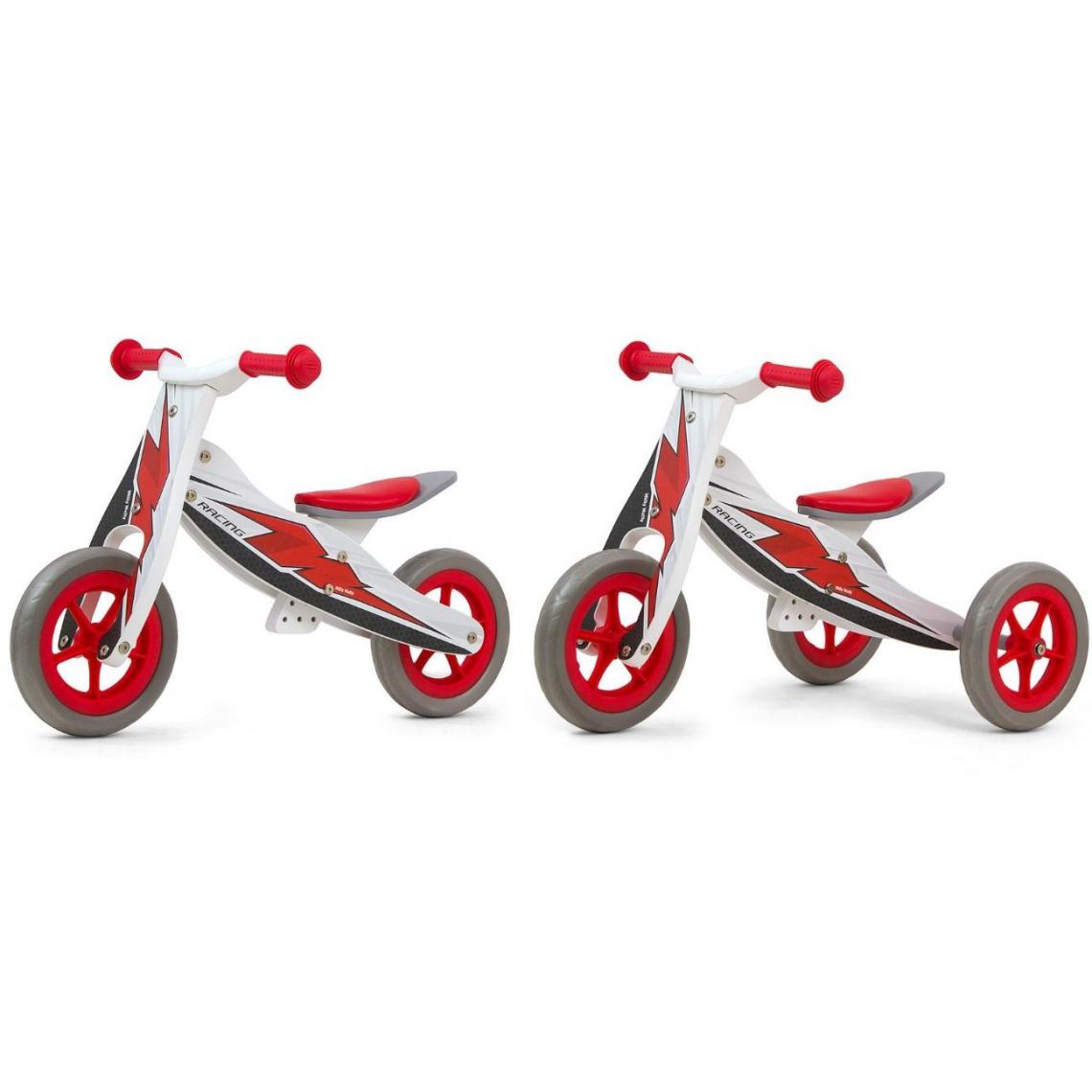 Hucoco - TEDDY - Vélo 2en1 pour enfants - ge 18-36M - Hauteur de la selle réglable - Roues en mousse - Vélo en bois - Rouge - Tricycle