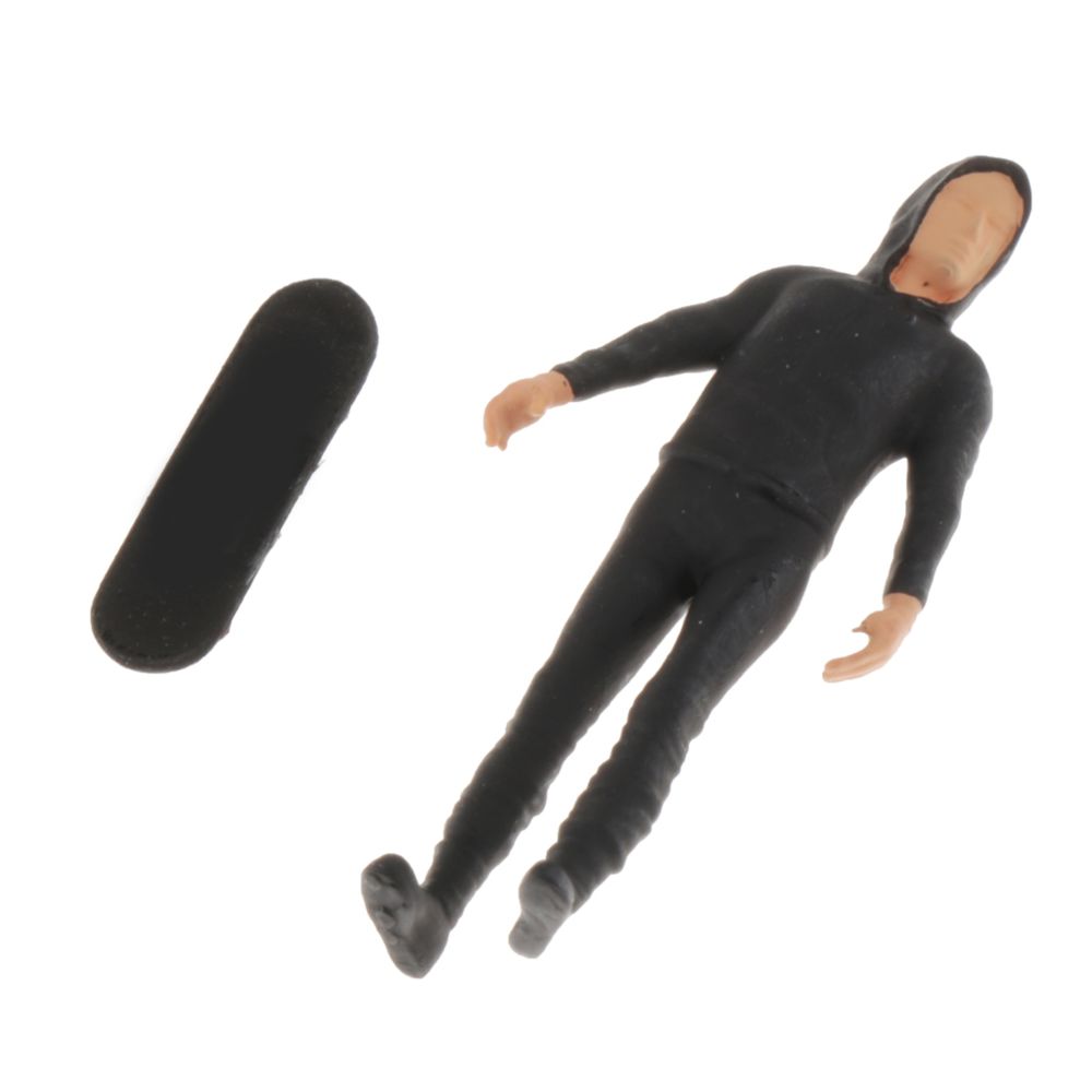 marque generique - 1:64 People Action Figure Diorama Painted Sliding Boy Miniatures Black - Accessoires maquettes