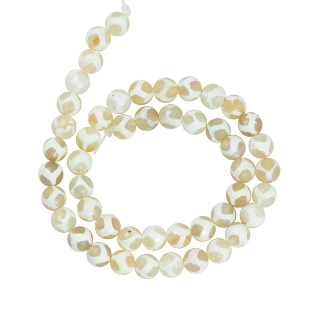 marque generique - 8mm veines feu agate ronde perles lâche bijoux bricolage faire 15.5inch beige - Perles