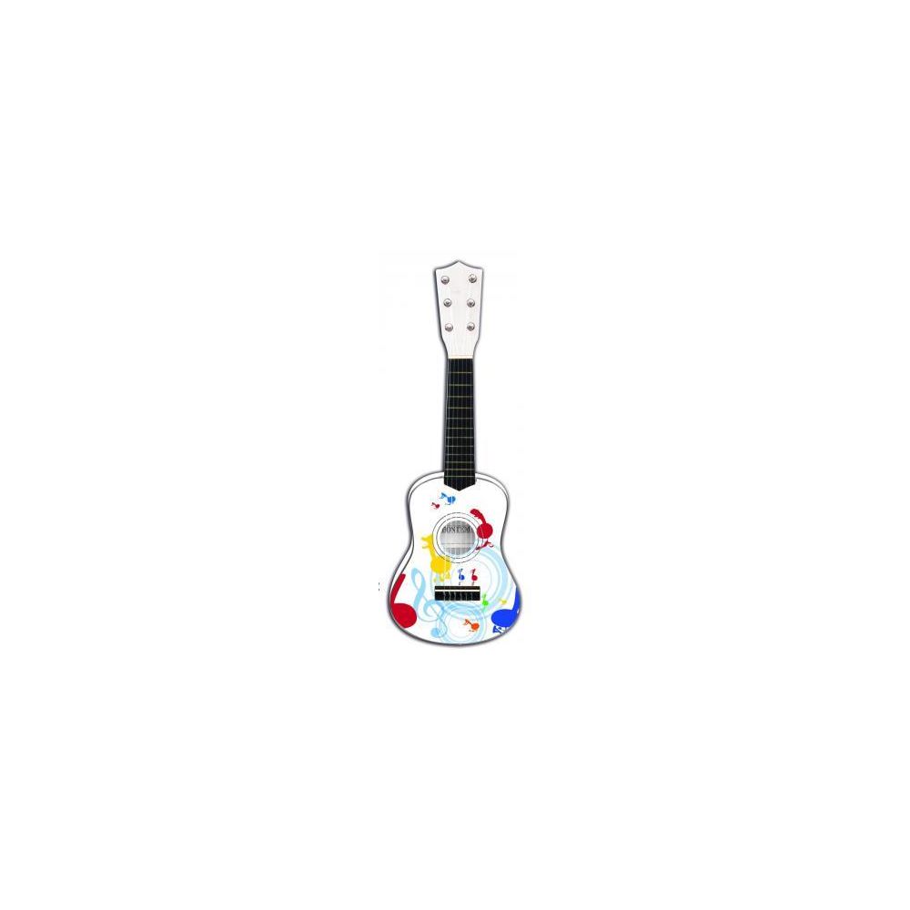 Bontempi - Guitare bois 55 cm blanche avec déco notes - Instruments de musique
