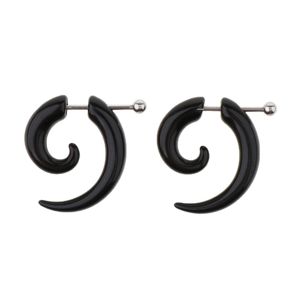 marque generique - 1 paire de pinces à expansion auriculaires en forme de U en forme de queue d'escargot en acrylique noir - Perles