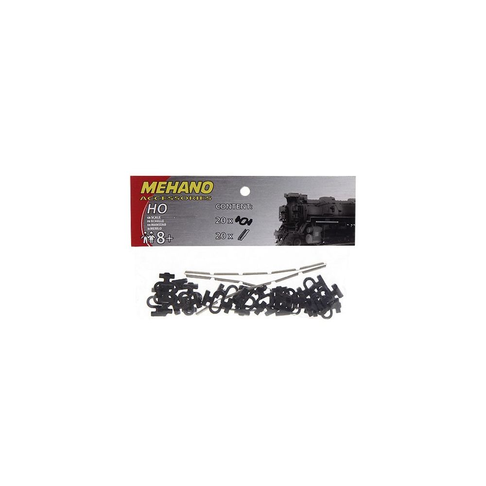 Mehano - Mehano Rail Connectors & Clips Set (20+20 Pcs) - Made in Slovenia - Voitures