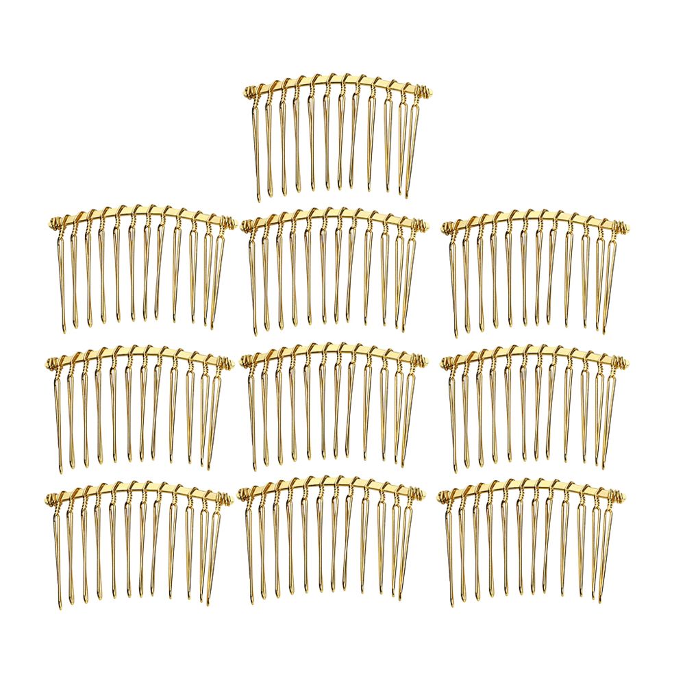 marque generique - 10pcs bricolage pinces à cheveux vierges métalliques côté peigne 12 accessoires de cheveux de dents d'or - Perles