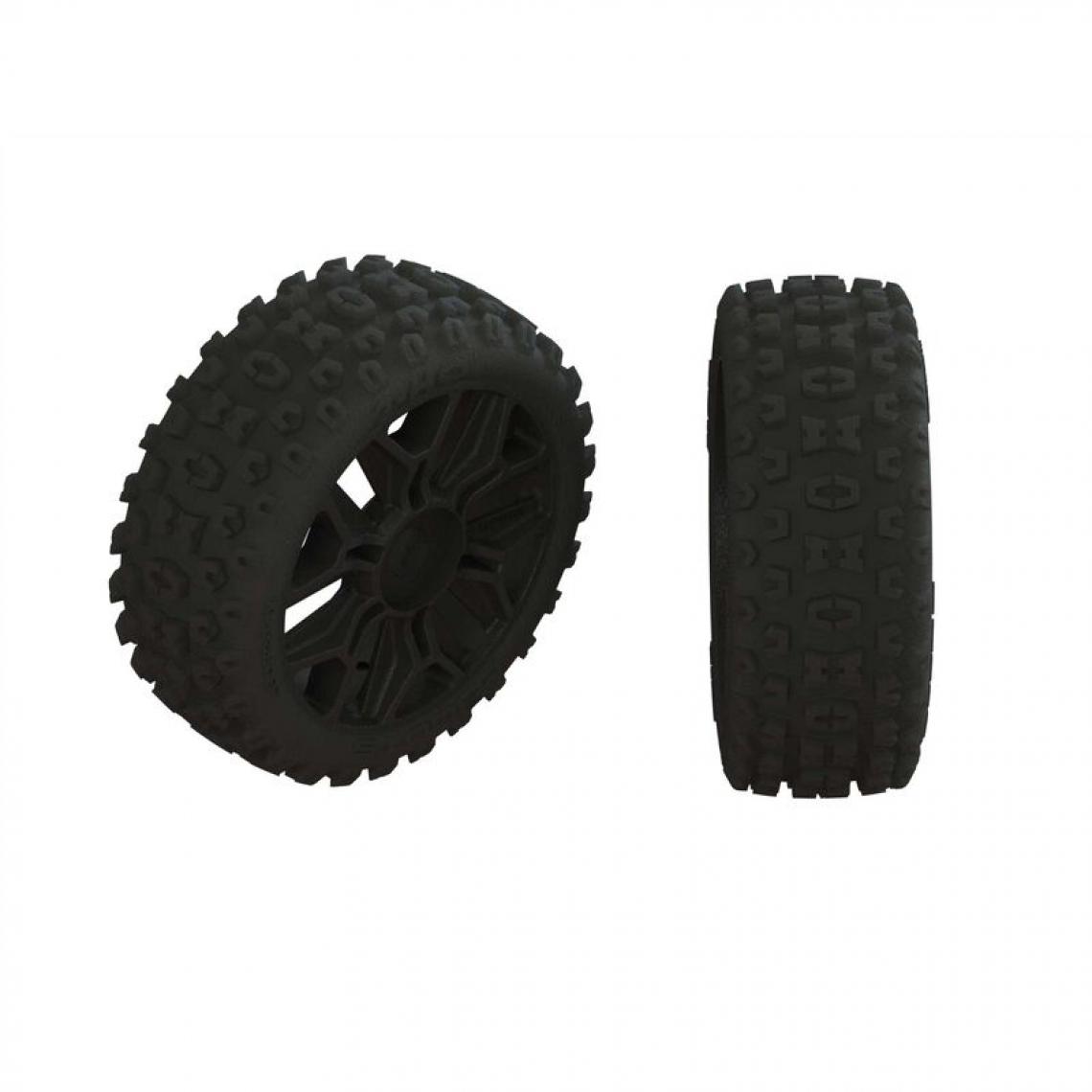 Arrma - 2HO Tire Set Glued Black (2) Arrma - Accessoires et pièces