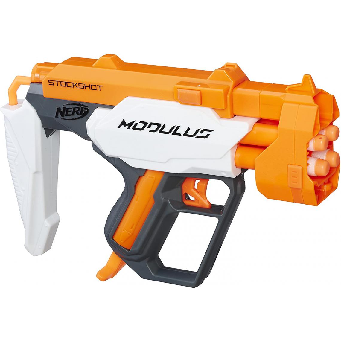 Nerf - pistolet modulus StockShot Blaster orange blanc noir - Jeux d'adresse