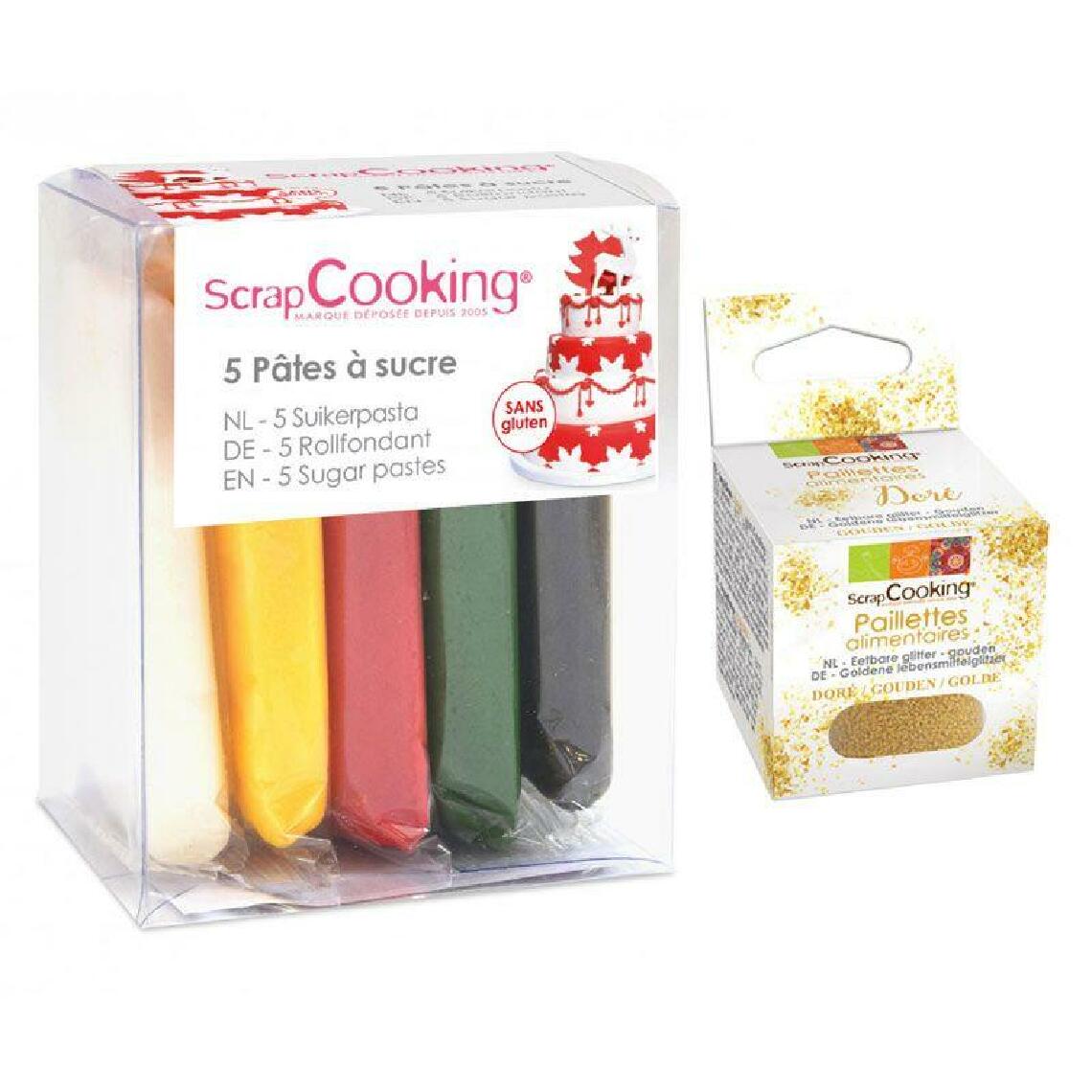 Scrapcooking - 5 pâtes à sucre de Noël + paillettes dorées - Kits créatifs