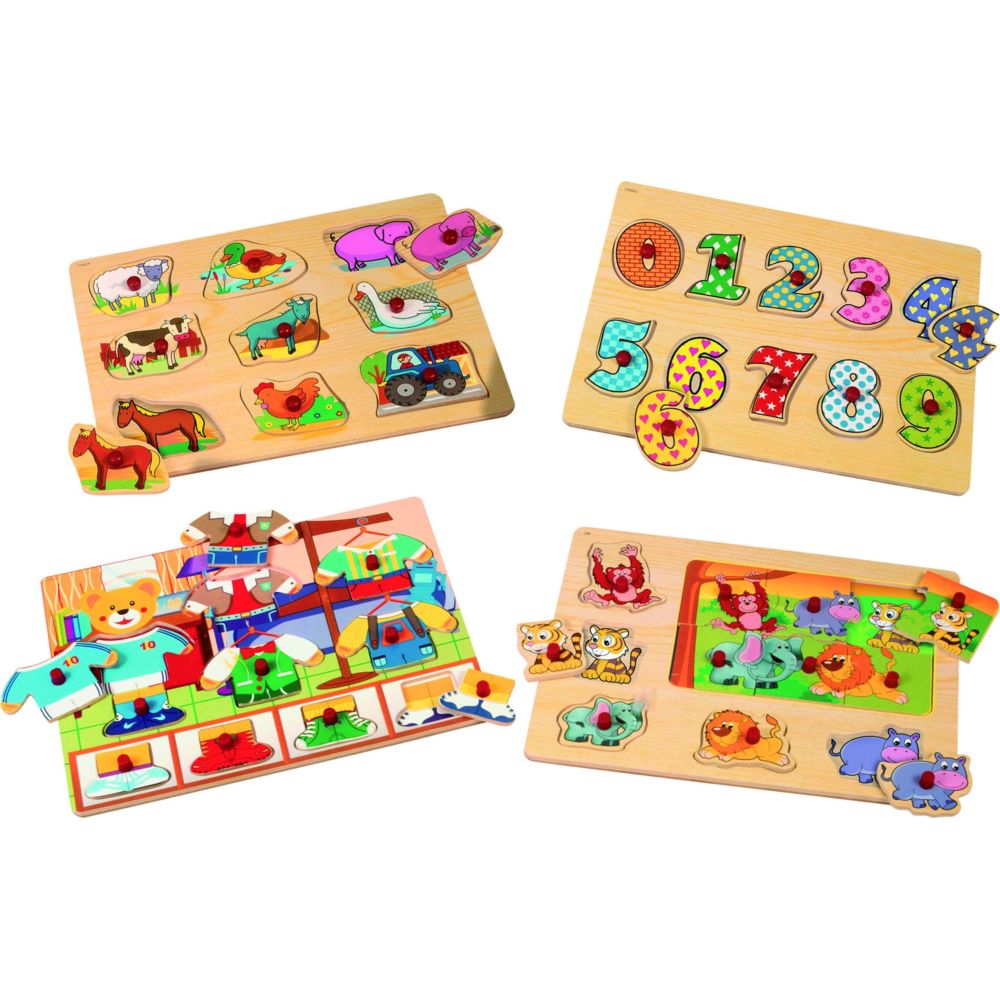 First Learning - Casier 4 puzzles bois - Animaux