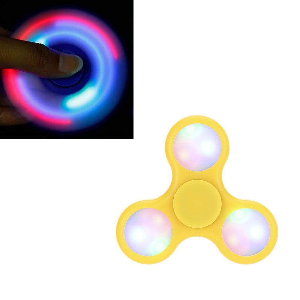 Shopinnov - Hand spinner fidget spinner plusieurs modes lumineux ou non lumineux modele jaune - Jeux de récréation